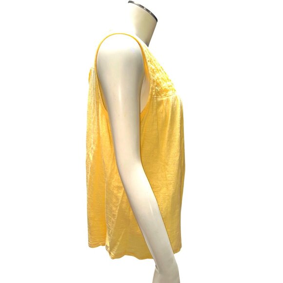 Woolrich L Yellow Organic Cotton Sleeveless Blouse Boho Resort Summer City Chic - Picture 6 of 13